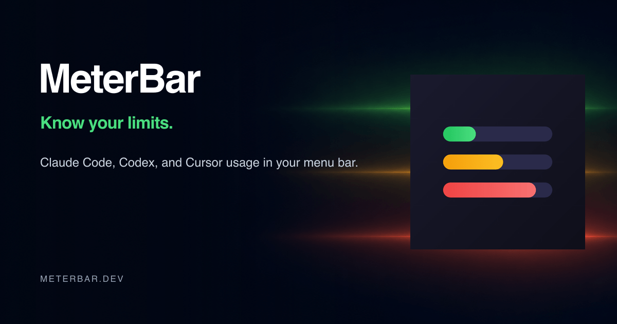 MeterBar - Open-source macOS menu bar telemetry for Claude Code, Codex ...